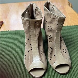 Chic Beige Peep-Toe Ankle Booties